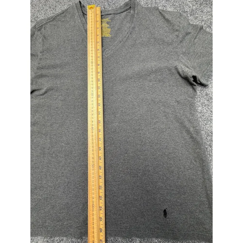 Polo Ralph Lauren T Shirt Mens L Gray V Neck Cotton Classic Fit